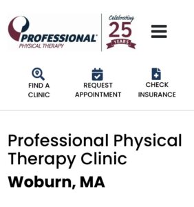 Professional Physical Therapy Clinic Woburn MA