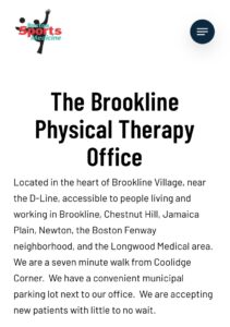 Boston Sports Medicine Physical Therapy-Brookline MA